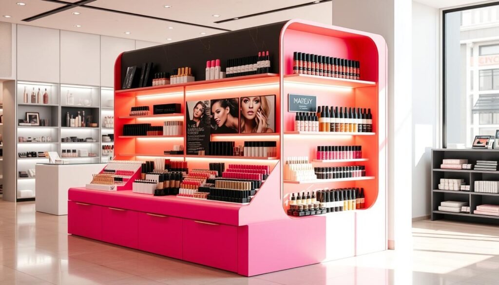 Cardboard Counter Shelf for Makeup Product Display