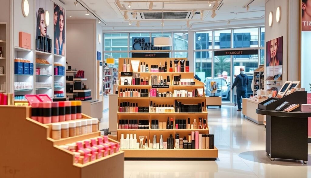 Cardboard Makeup Product Display Setup