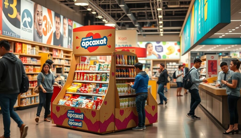 Cardboard counter display placement
