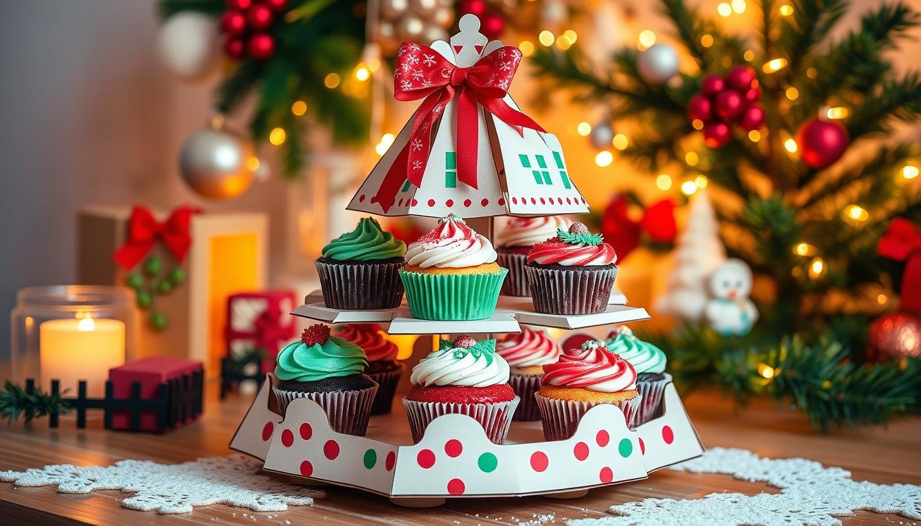 cardboard Christmas cupcake stand