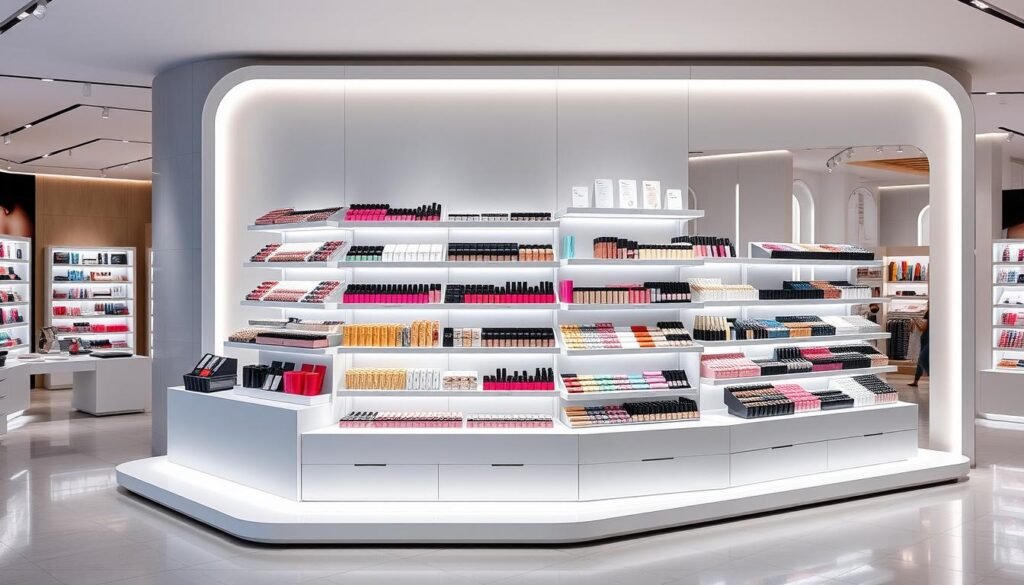 cardboard cosmetic counter display stand