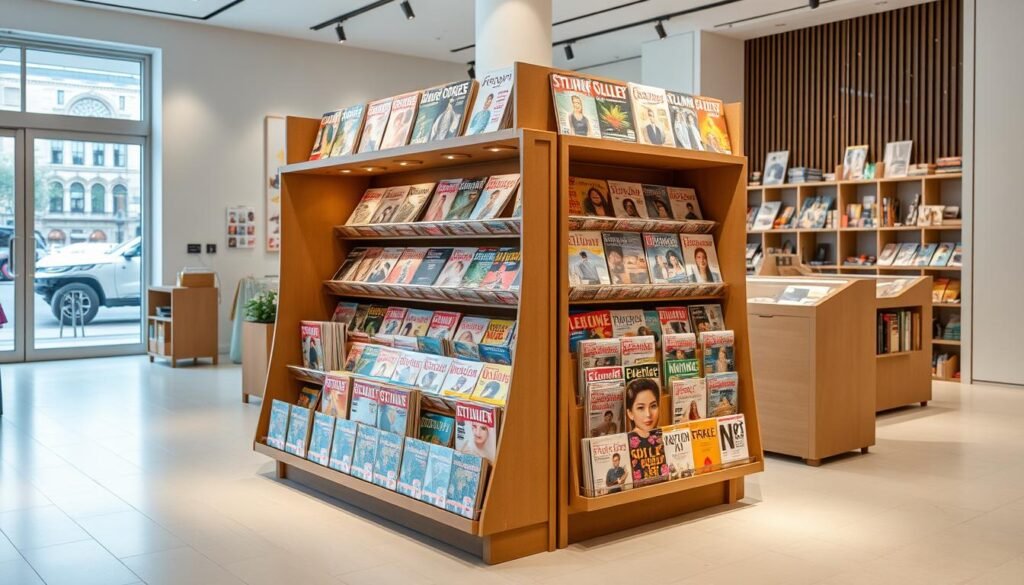 cardboard magazine counter display stand