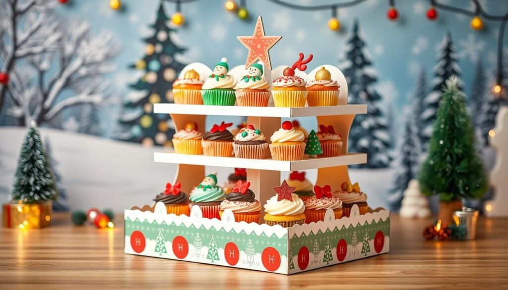 eco-friendly cardboard Christmas cupcake stand